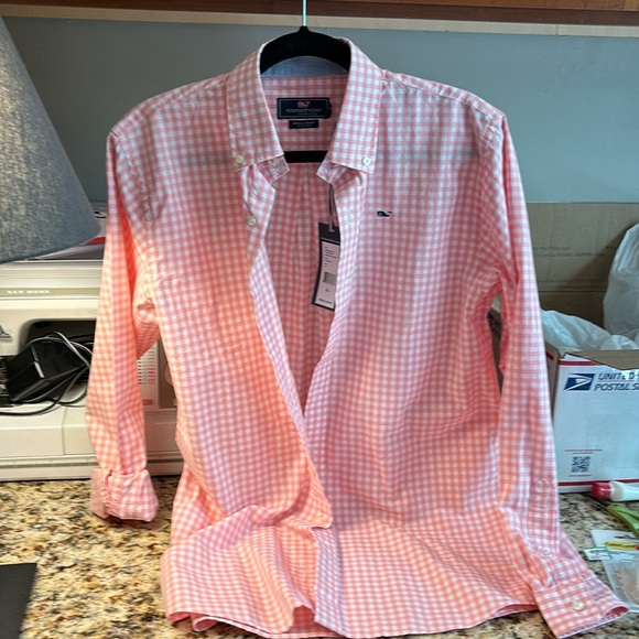 Vineyard Vines Whale Shirt Seascape Gingham (pink/white) NWT Youth XL 20 - Picture 2 of 11
